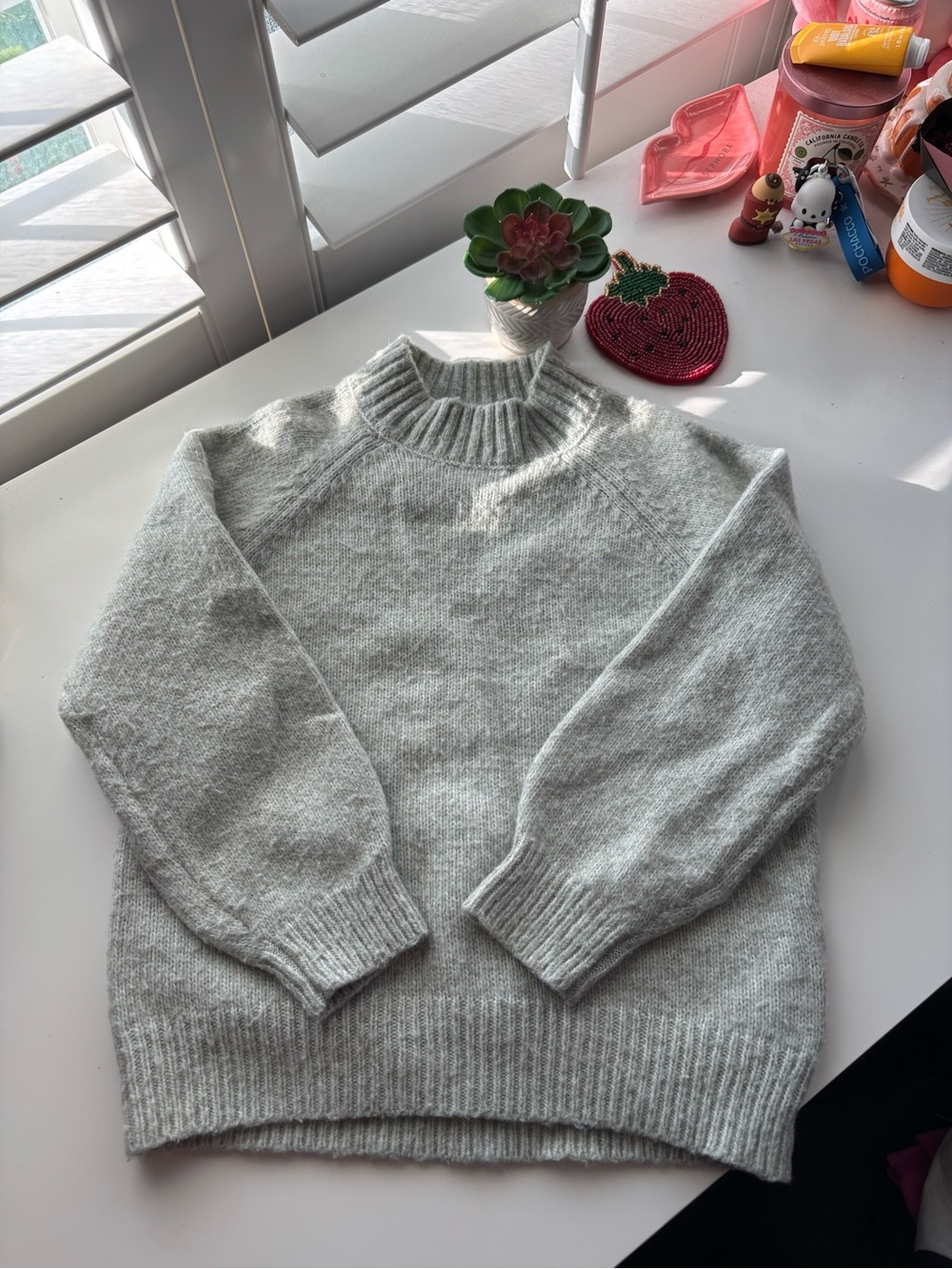 Zara Kids’ Mockneck Knit Pale Green Sweater